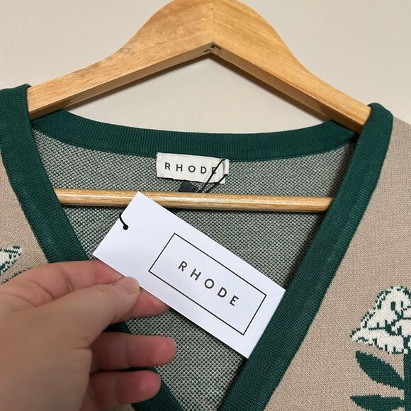 RHODE Avery Floral Button Front Knit Midi Sweater Dress Size XL - Picture 6 of 11